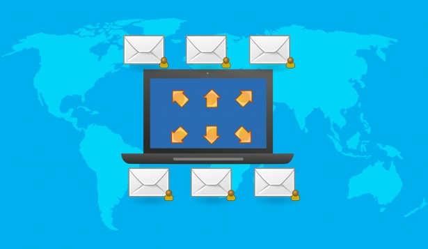 Email messages over a map of the world